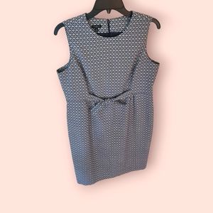 Talbots Sheath Dress Navy & White Petite Sleeveless Geometric